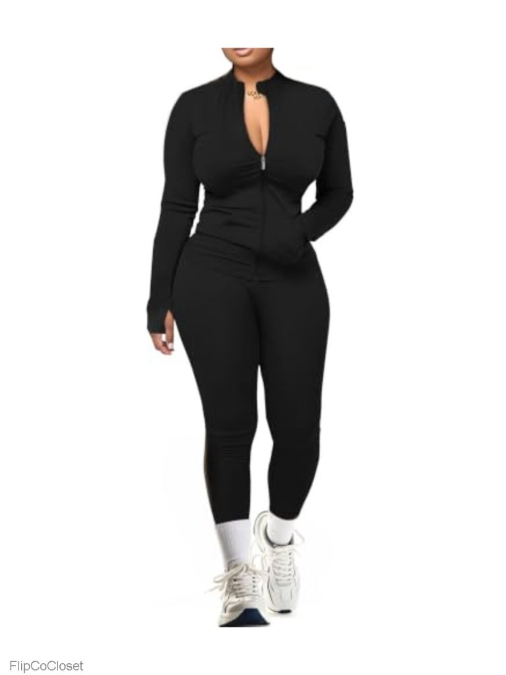 2 Piece Workout Set for Women Athletic Tracksuit High Waisted Leggings Zip Up